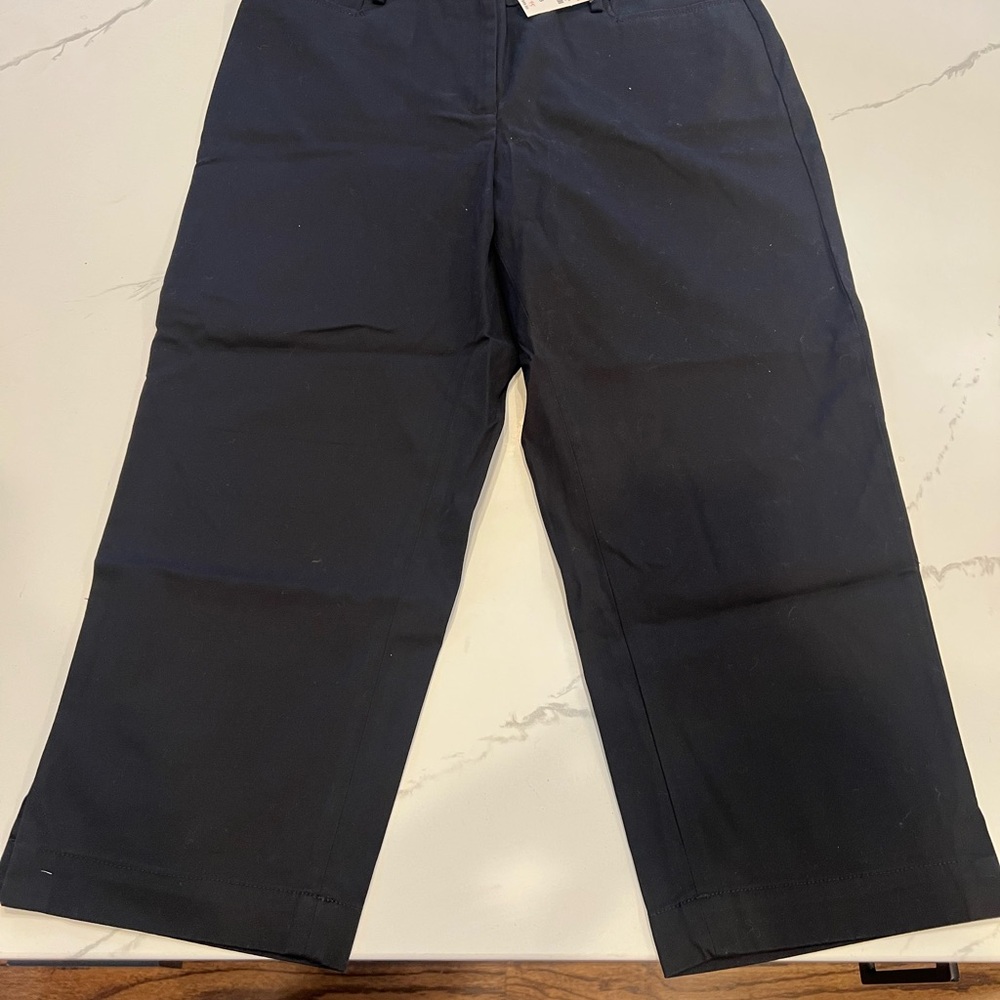 Talbots Slim Leg Pedal Pusher Women’s Midnight Blue Chinos - Size 8 NWT